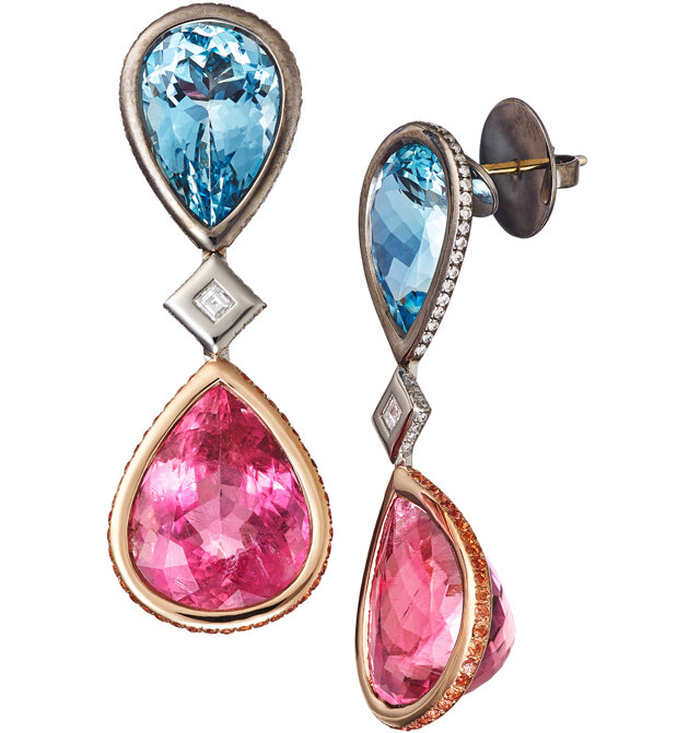 AENEA Atelier Salzburg: Candy-Earrings Aquamarin Pink Tourmaline (Foto Mischa Nawrata)