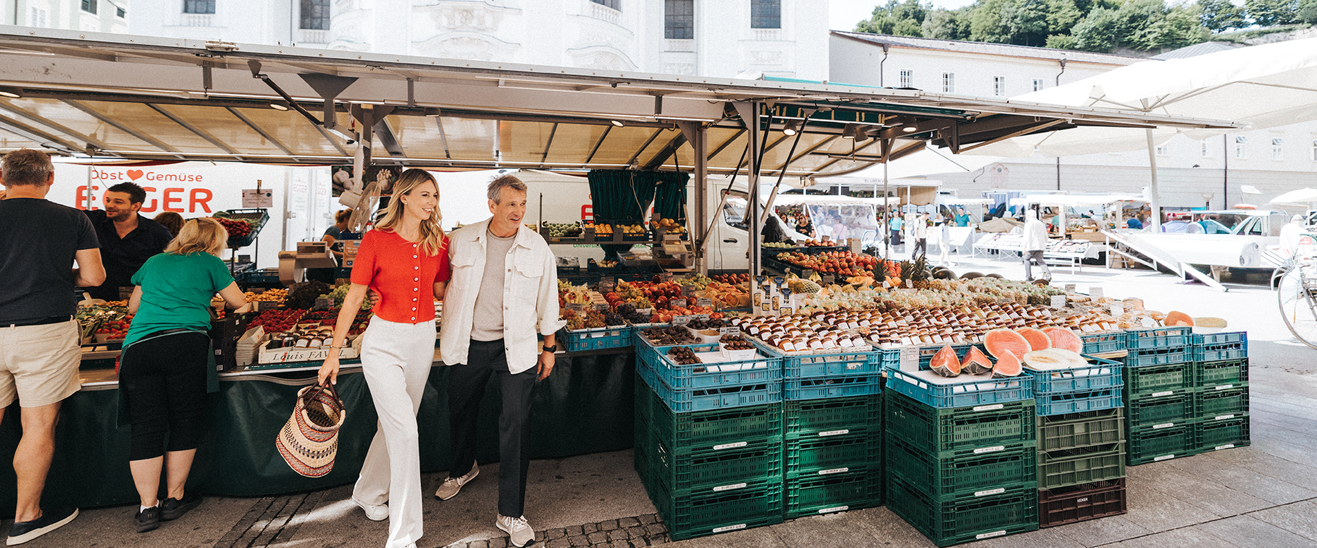 Obst- und Gemüsestand am Grünmarkt in der Altstadt Salzburg | © Niko Zuparic