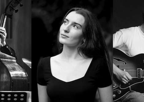 Foto von den Musiker:innen Joan Codina, Cosima Schmid und Eliott Knuets | © Cosima Schmid Trio