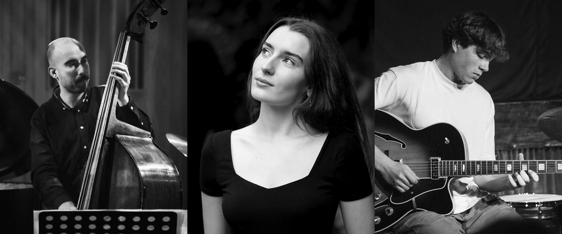 Foto von den Musiker:innen Joan Codina, Cosima Schmid und Eliott Knuets | © Cosima Schmid Trio