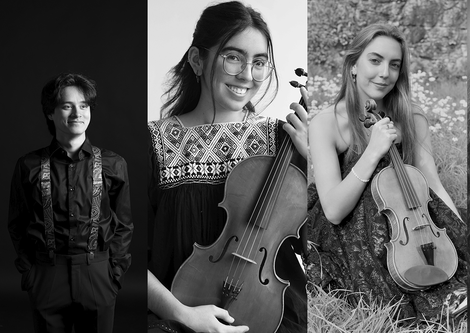 Fotos der Musiker:innen Douwe Eisses, Fabian Mittermeier, Jacinta Balbontin, Maria Sa, Peixin Jiang | © Mozarteum University