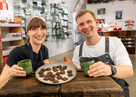eat&meet-Workshop in der Zuckerlwerkstatt & Kaffeeothek mit Nathalie Jakubowski und Nathanael Leiss  | © Andreas Kolarik