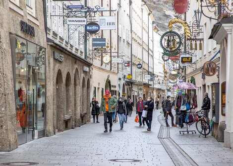 Lokalaugenschein in der Getreidegasse am 8. Februar 2021 | © Andreas Kolarik
