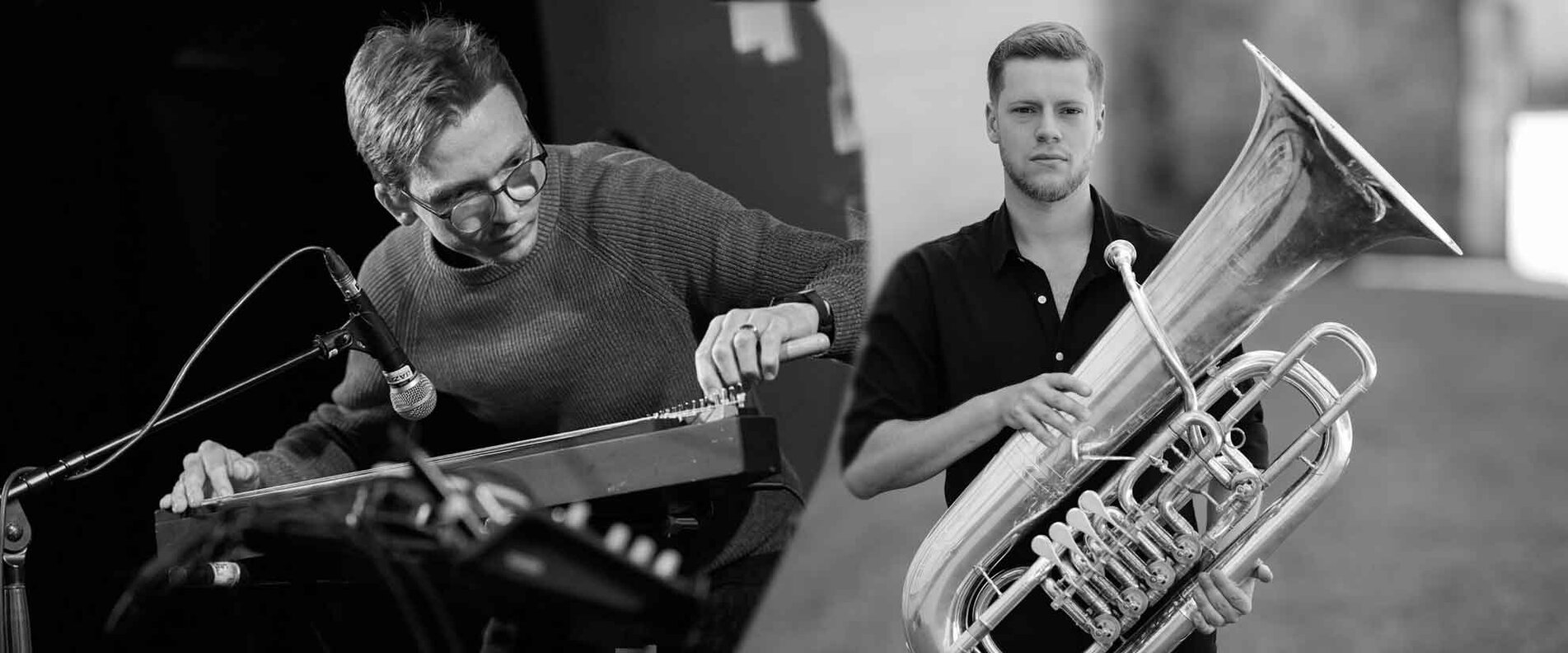 Foto von Cole mit Tuba und Fabian mit der Zitter | © Cole und Fabian