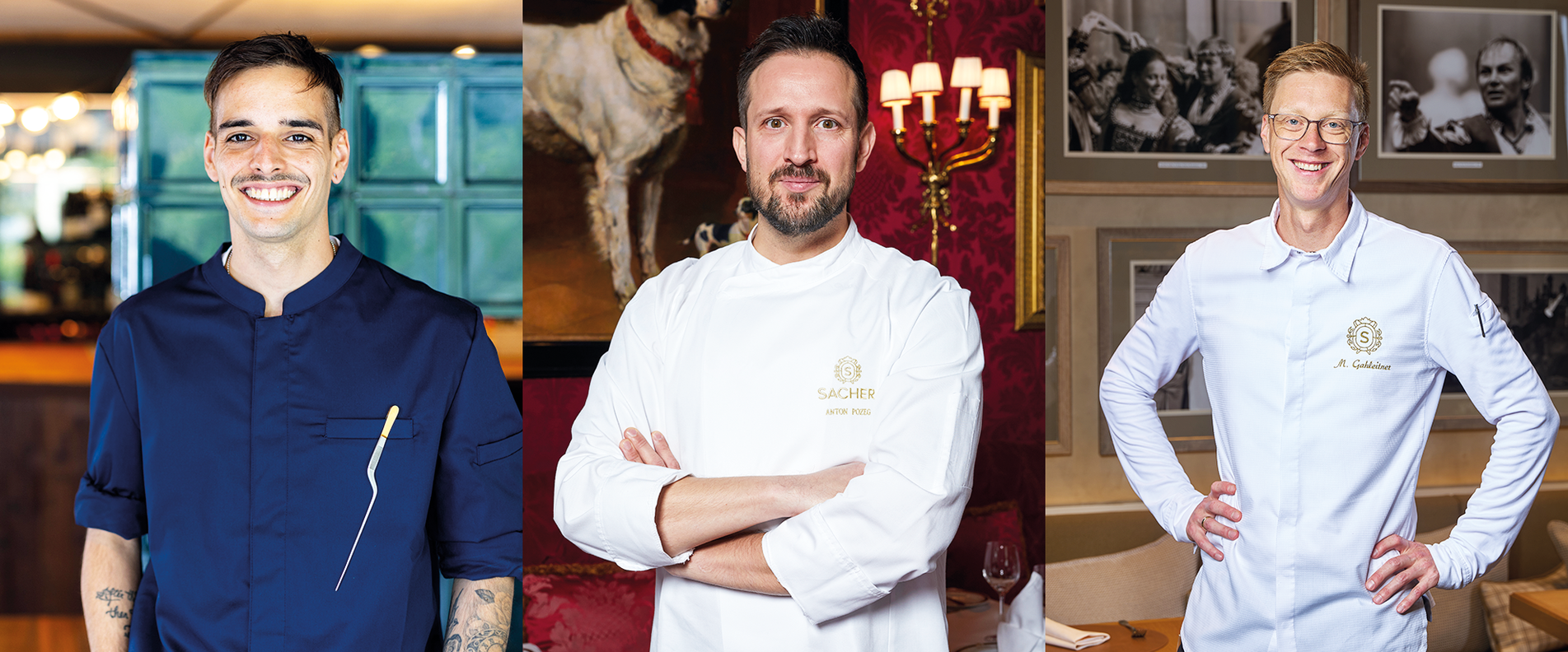 Foto mit den Köchen David Senfter, Anton Pozeg und Michael Gahleitner | © David Senfert/Hotel Sacher/Michael Preschl